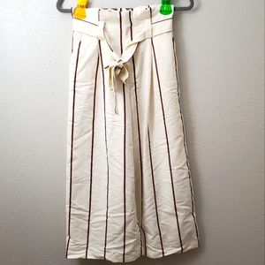 A.New.Day Capri Semi Casual Womens Pants Cream with Brown Stripes size XS